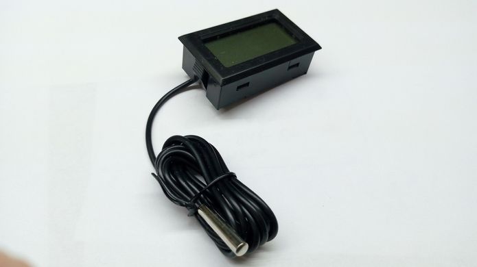 Термометр цифровой ЖКИ черный, с датчиком на проводе 1 м