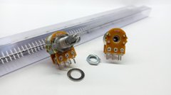 Резистор переменный WH148 100 кОм, 6 pin, стерео, 15 мм
