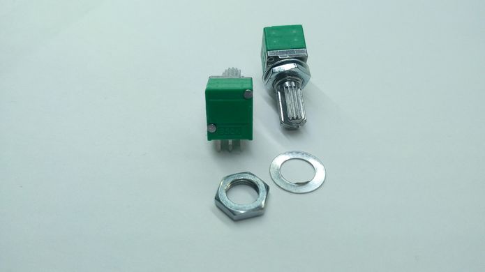 Резистор переменный RK097, В 50 кОм, 6 pin, стерео, 15мм.