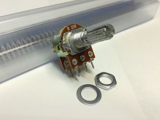 Резистор переменный WH148 20 кОм, 6 pin, стерео, 20 мм.