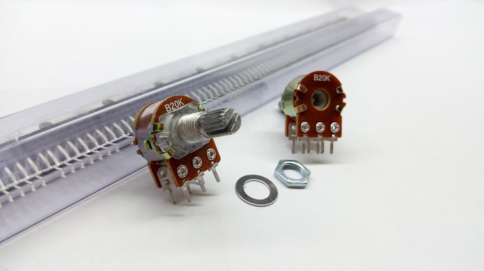 Резистор переменный WH148 20 кОм, 6 pin, стерео, 15 мм.