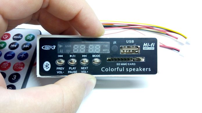 MP3-плеєр USB/SD/FM/Bluetooth, модуль з пультом, 12В, JQ-D083BT