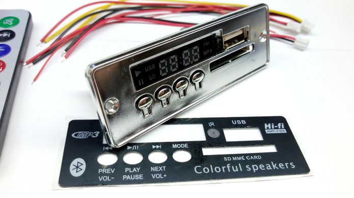 MP3-плеєр USB/SD/FM/Bluetooth, модуль з пультом, 12В, JQ-D083BT